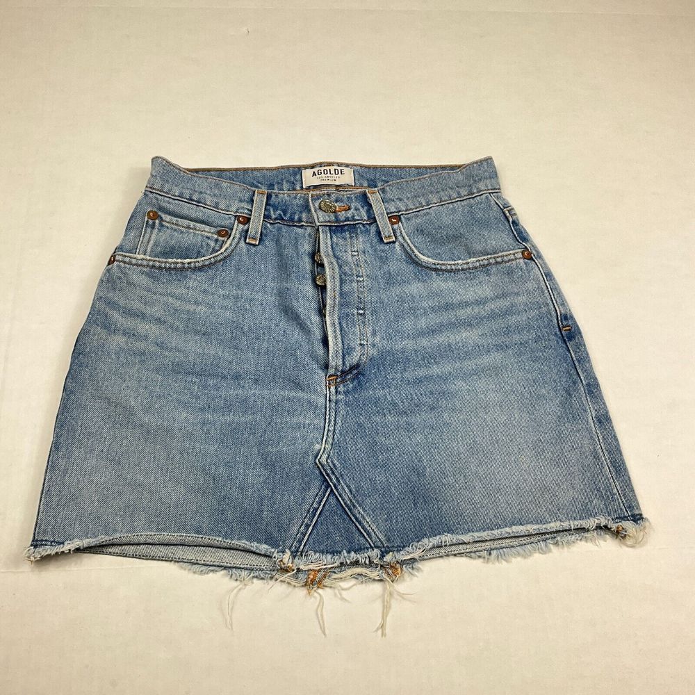 Agolde Blue Denim Mini Skirt